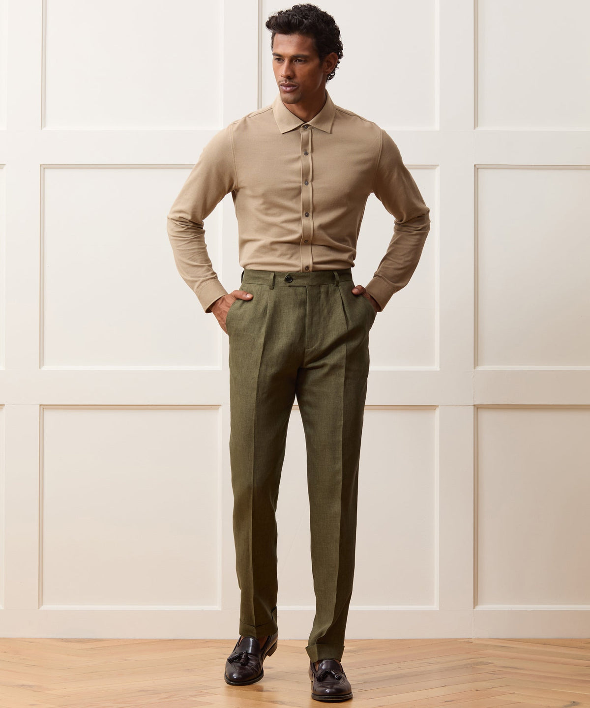 Todd Snyder Italian Linen Madison Trouser - Olive