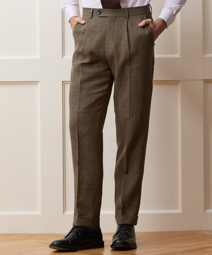 Todd Snyder Italian Linen Houndstooth Madison Trouser - Tan