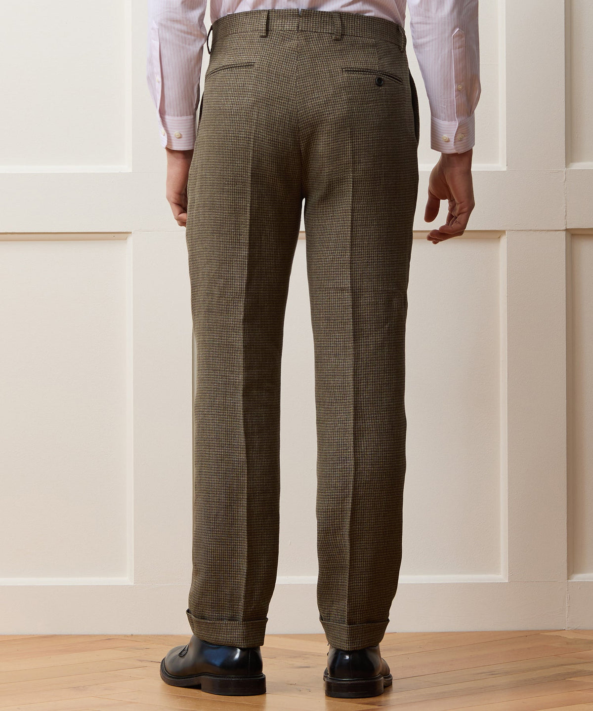 Todd Snyder Italian Linen Houndstooth Madison Trouser - Tan