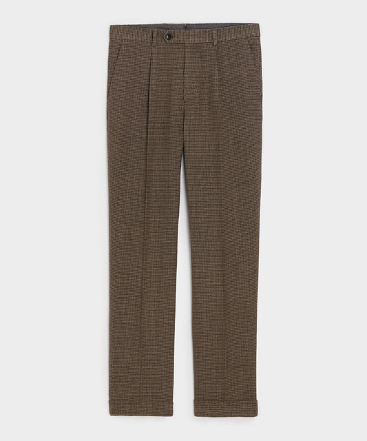 Todd Snyder Italian Linen Houndstooth Madison Trouser - Tan