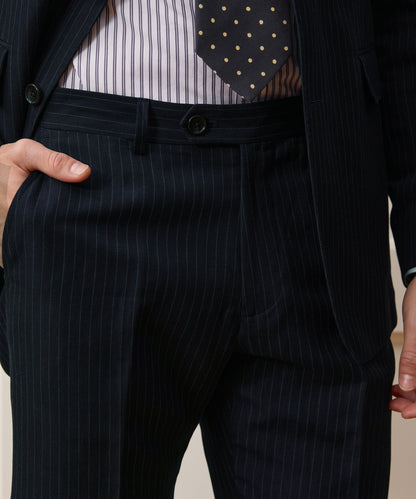 Todd Snyder Italian Cotton-Linen Pinstripe Sutton Trouser - Navy