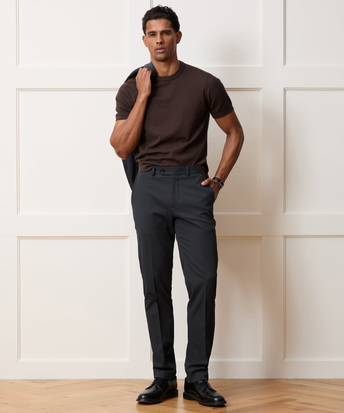 Todd Snyder Italian Seersucker Sutton Trouser - Obsidian