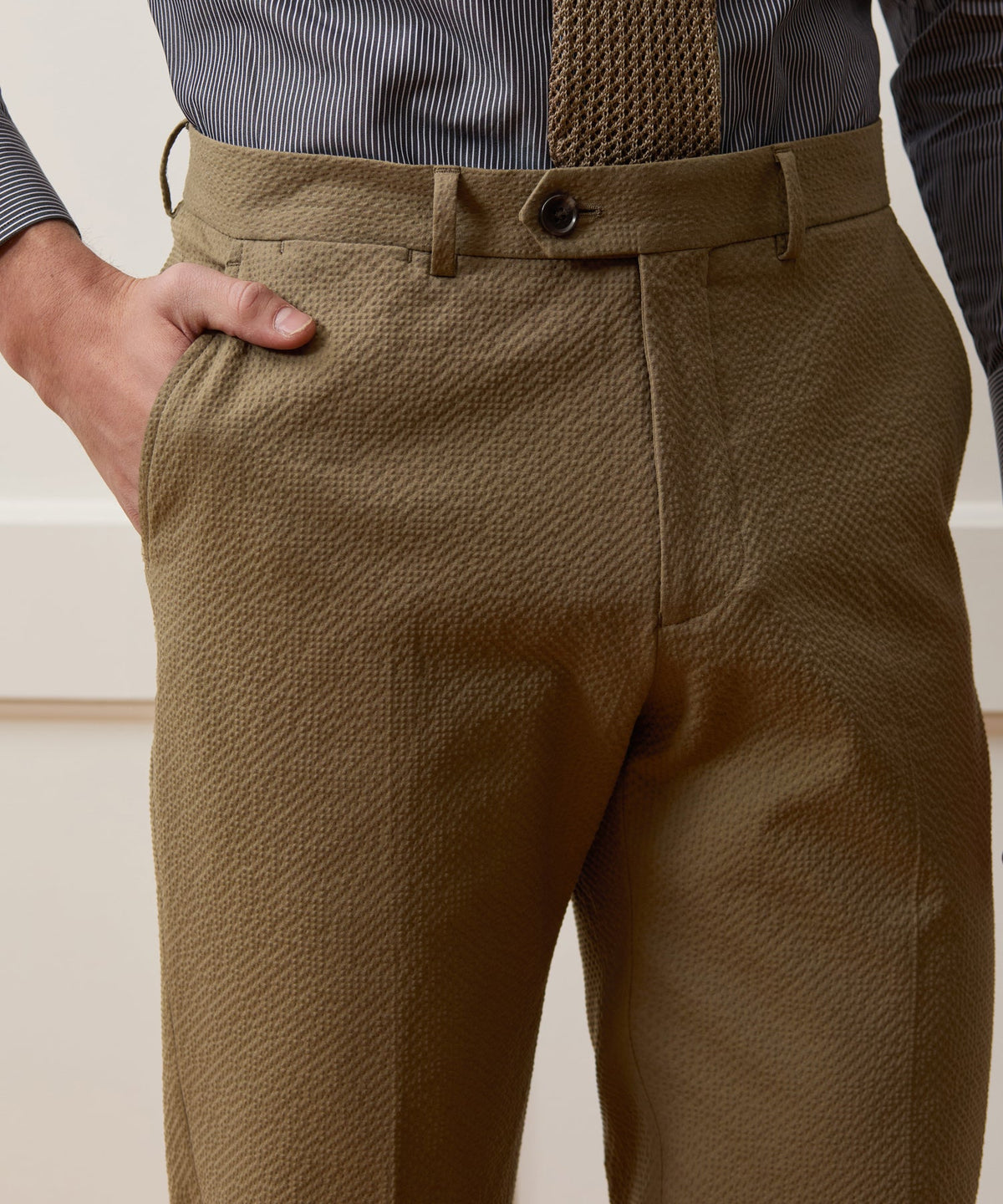 Todd Snyder Italian Seersucker Sutton Trouser - Tan