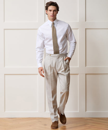 Todd Snyder Italian Cotton-Linen Long Point Collar Dress Shirt - White