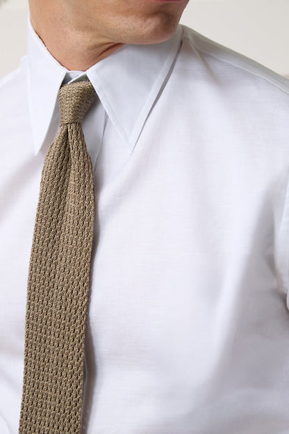 Todd Snyder Italian Cotton-Linen Long Point Collar Dress Shirt - White