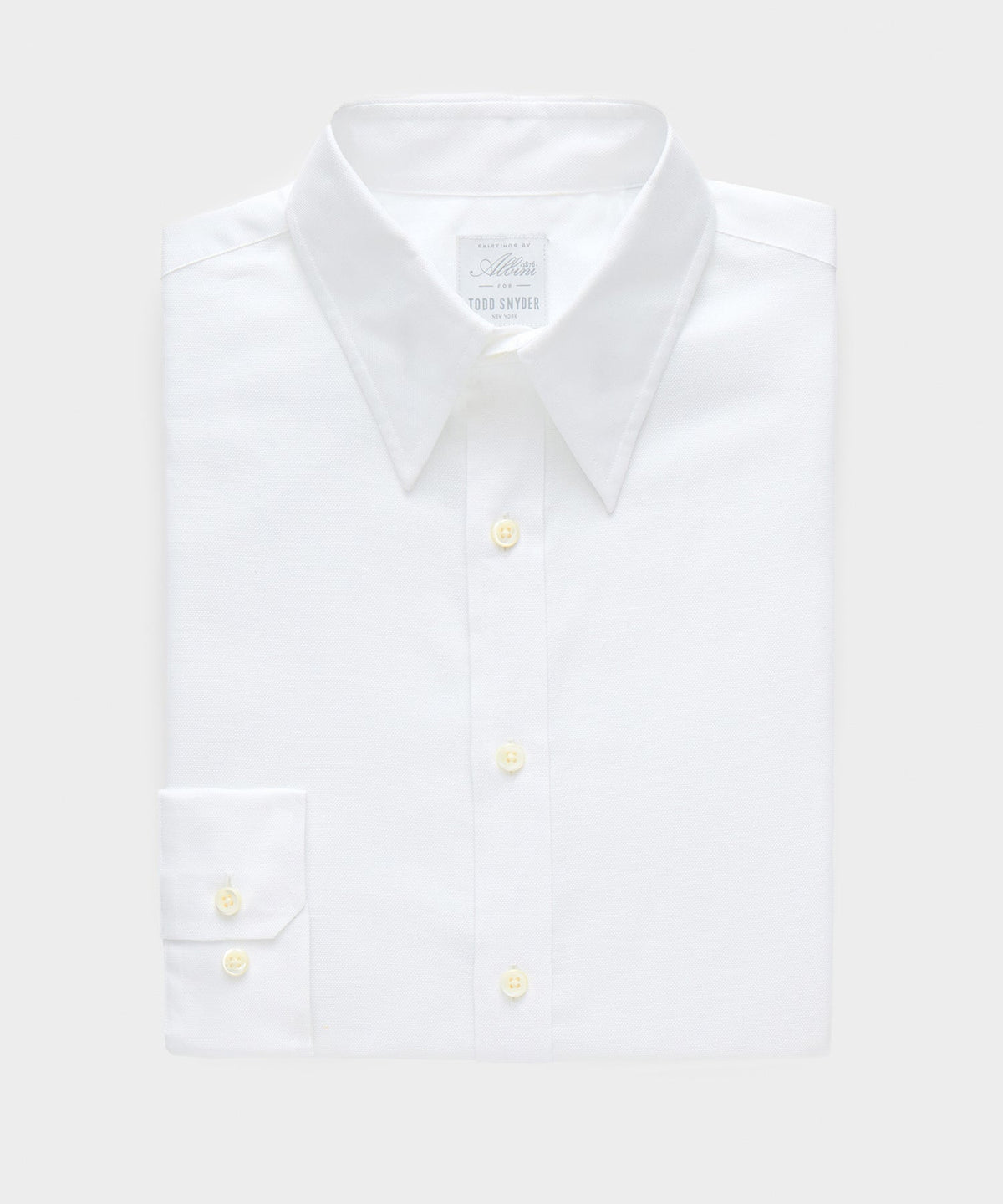 Todd Snyder Italian Cotton-Linen Long Point Collar Dress Shirt - White