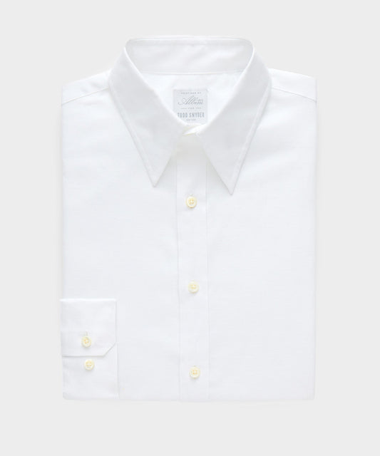 Todd Snyder Italian Cotton-Linen Long Point Collar Dress Shirt - White