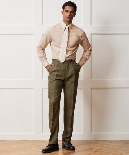 Todd Snyder Italian Cotton-Linen Long Point Collar Dress Shirt - Beige