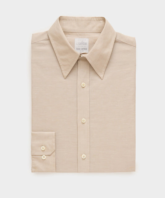 Todd Snyder Italian Cotton-Linen Long Point Collar Dress Shirt - Beige