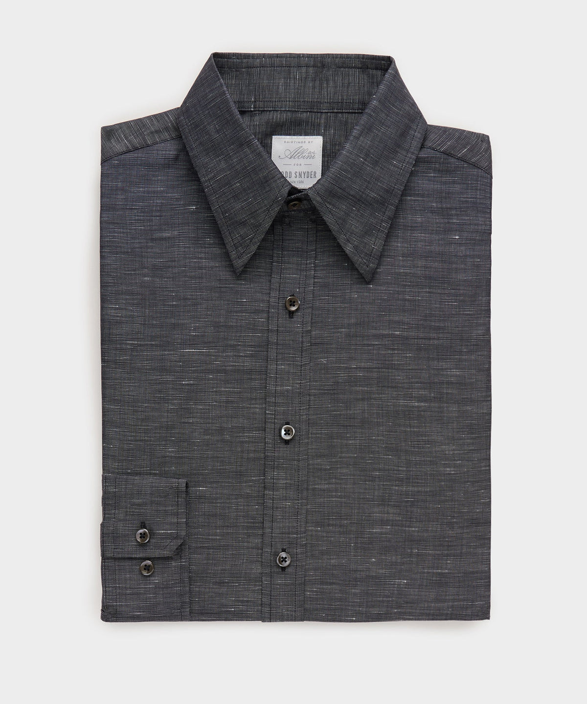 Todd Snyder Italian Cotton-Linen Long Point Collar Dress Shirt - Black