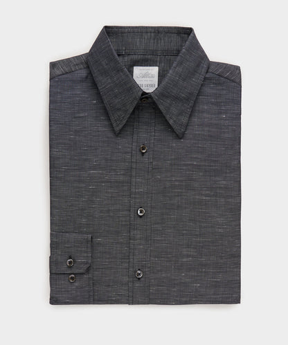 Todd Snyder Italian Cotton-Linen Long Point Collar Dress Shirt - Black