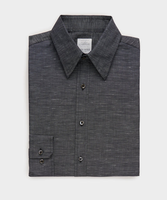 Todd Snyder Italian Cotton-Linen Long Point Collar Dress Shirt - Black