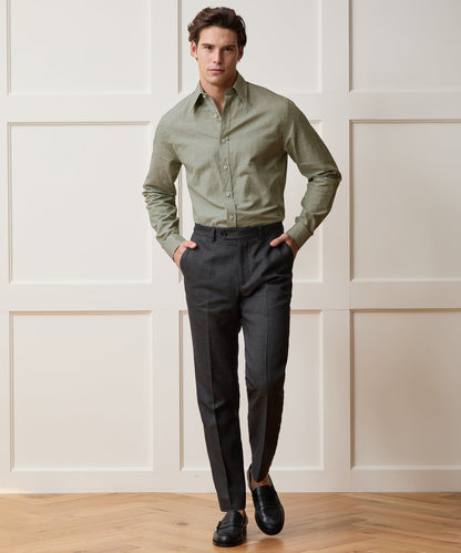 Todd Snyder Italian Cotton-Linen Long Point Collar Dress Shirt - Olive
