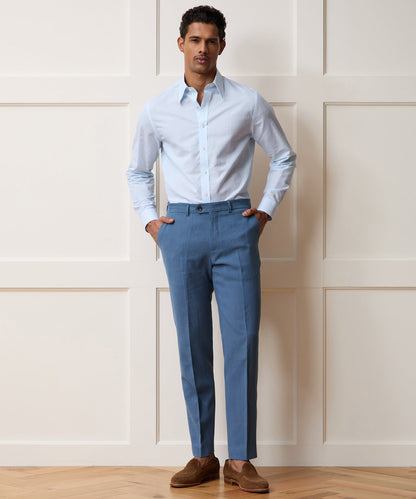 Todd Snyder Italian Cotton-Linen Long Point Collar Dress Shirt - Blue