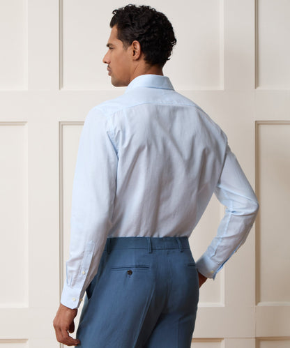 Todd Snyder Italian Cotton-Linen Long Point Collar Dress Shirt - Blue