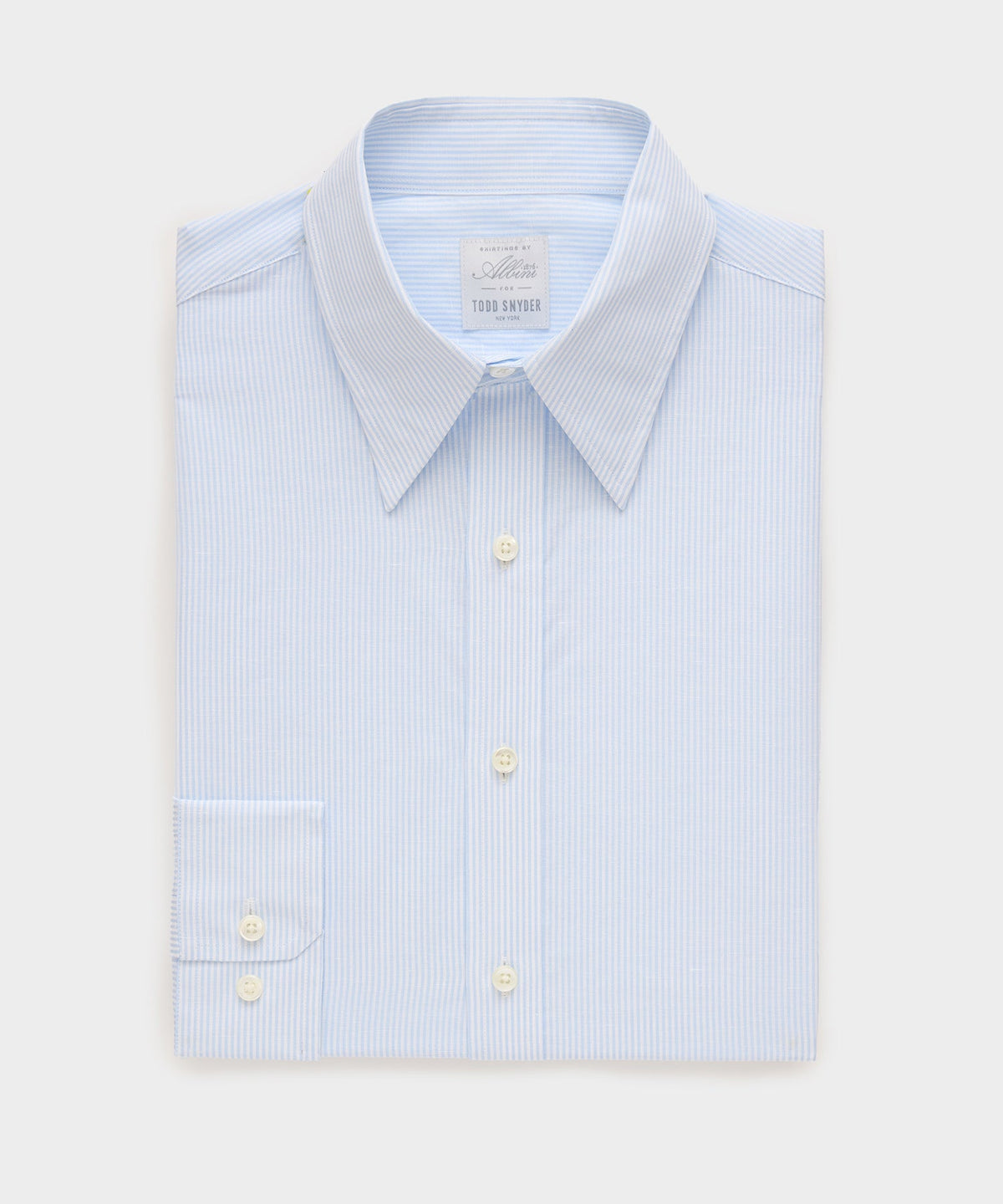 Todd Snyder Italian Cotton-Linen Long Point Collar Dress Shirt - Blue