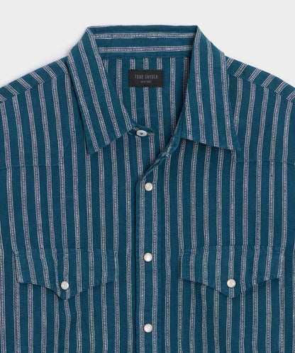 Todd Snyder Linen Western Shirt - Dark Teal