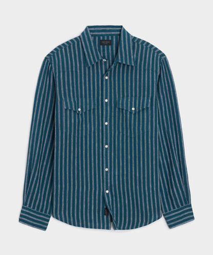 Todd Snyder Linen Western Shirt - Dark Teal