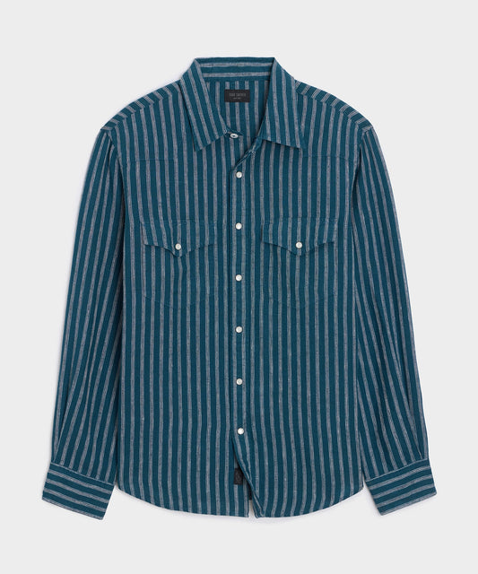 Todd Snyder Linen Western Shirt - Dark Teal