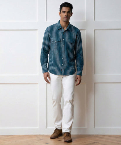 Todd Snyder Linen Western Shirt - Dark Teal