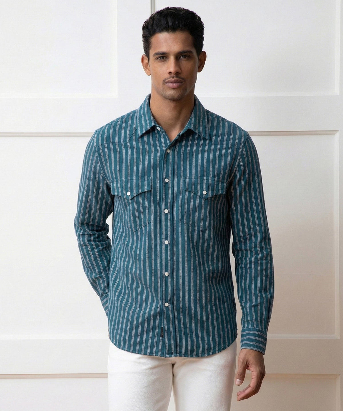 Todd Snyder Linen Western Shirt - Dark Teal