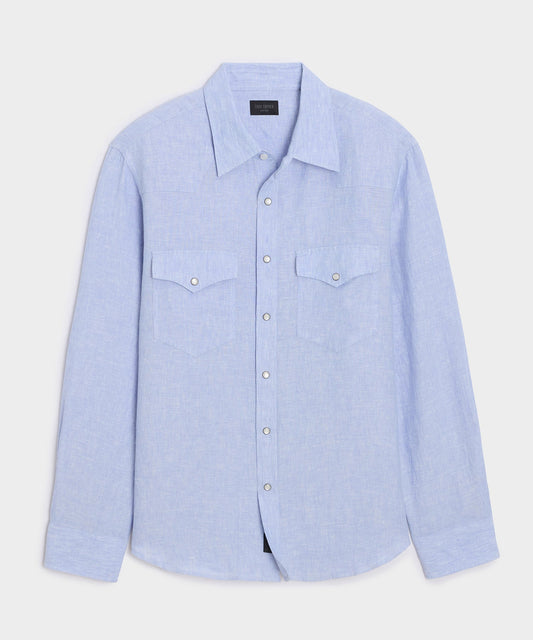 Todd Snyder Linen Western Shirt - Blue