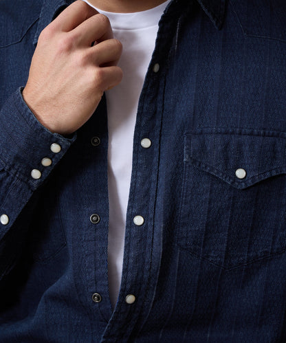 Todd Snyder Denim Jacquard Western Shirt - Rinsed Indigo