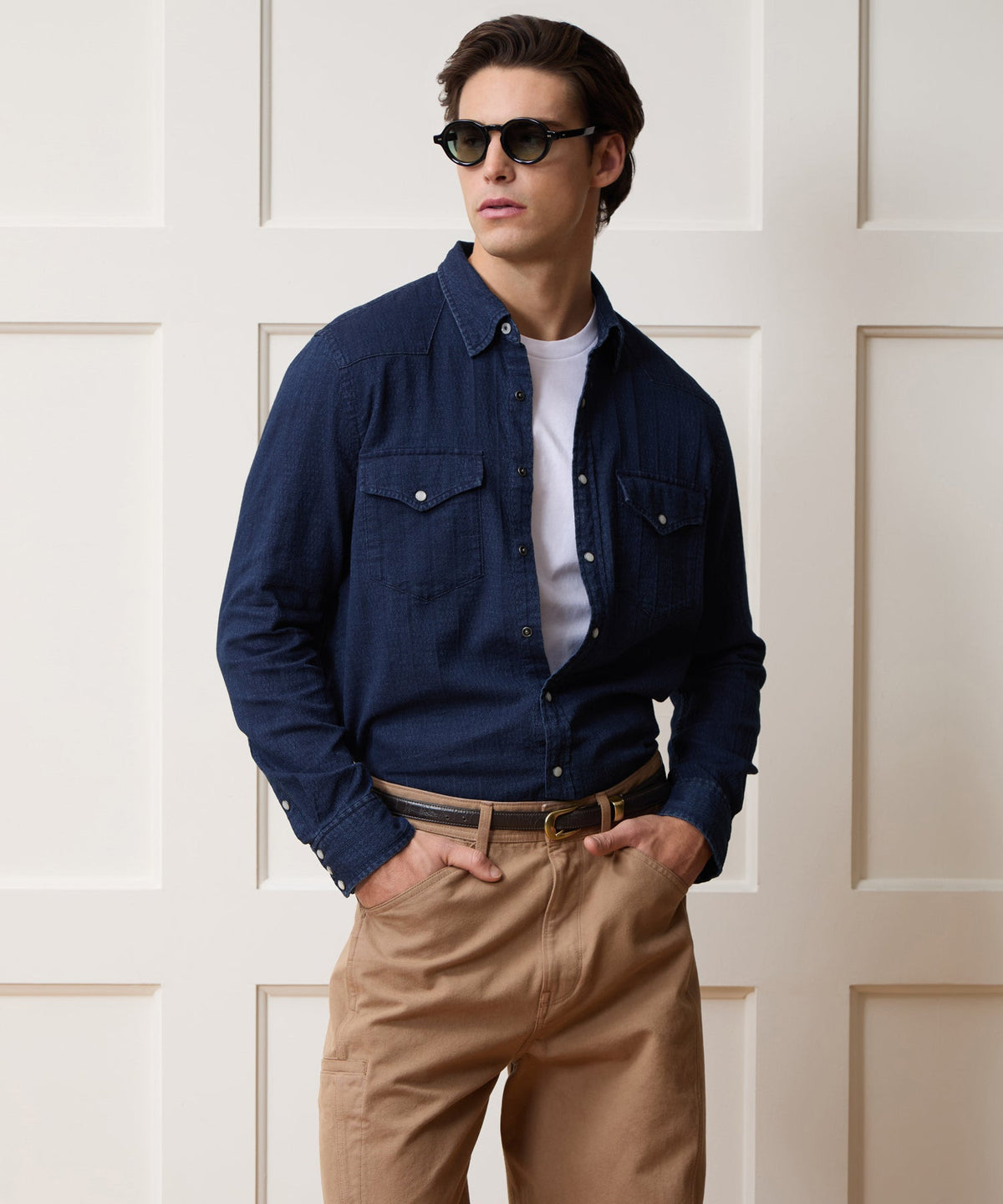 Todd Snyder Denim Jacquard Western Shirt - Rinsed Indigo