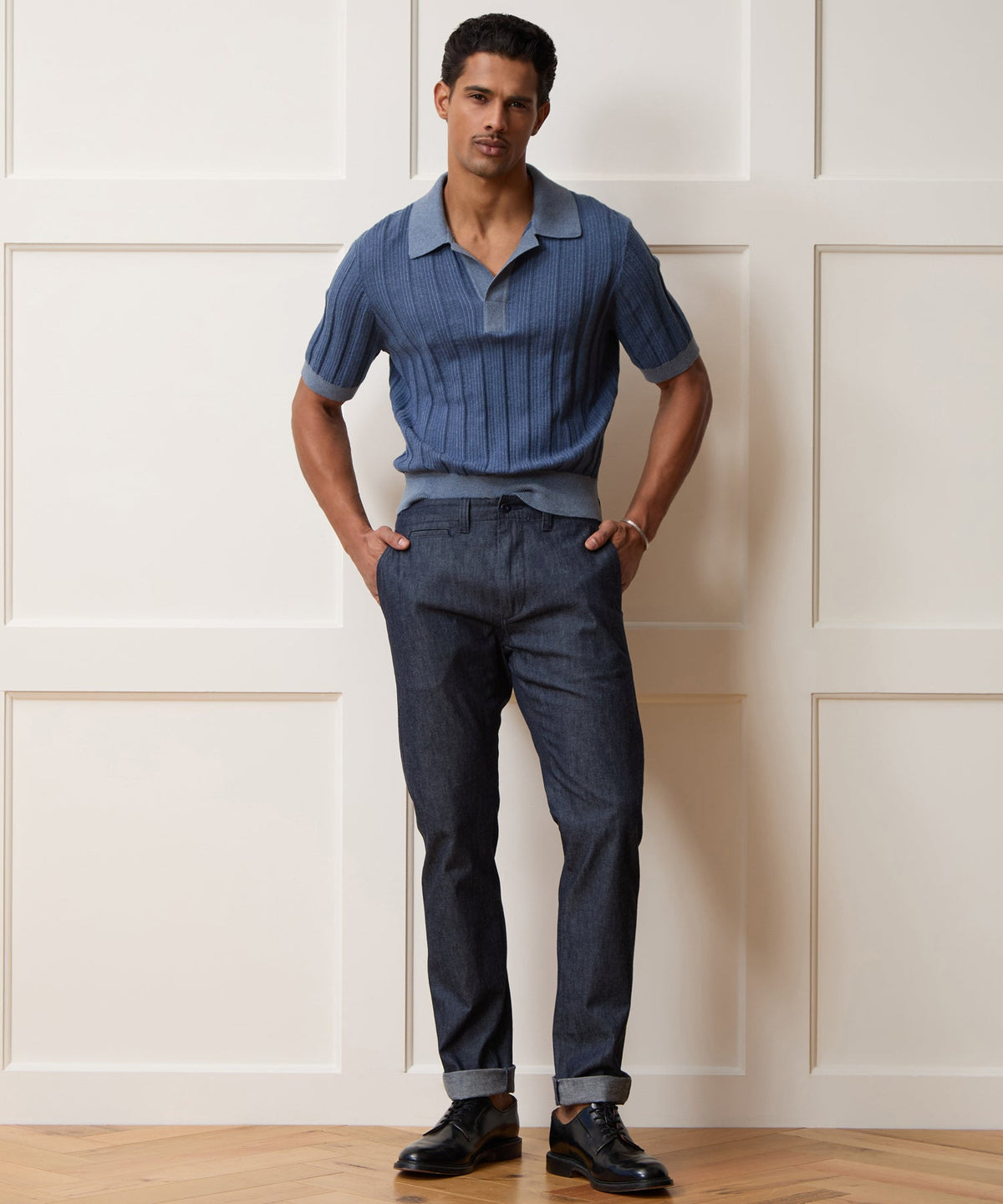 Todd Snyder Casanova Sweater Polo - Steel Blue