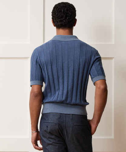 Todd Snyder Casanova Sweater Polo - Steel Blue