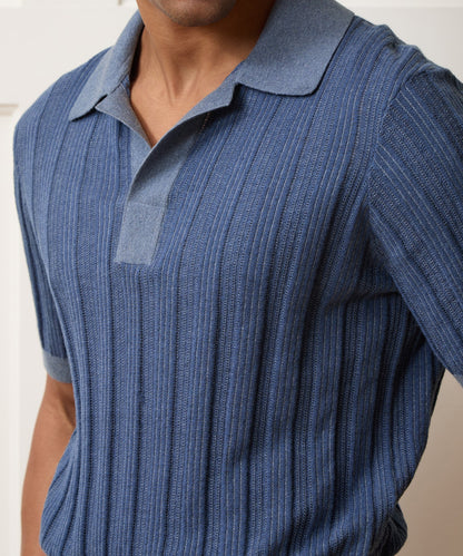 Todd Snyder Casanova Sweater Polo - Steel Blue