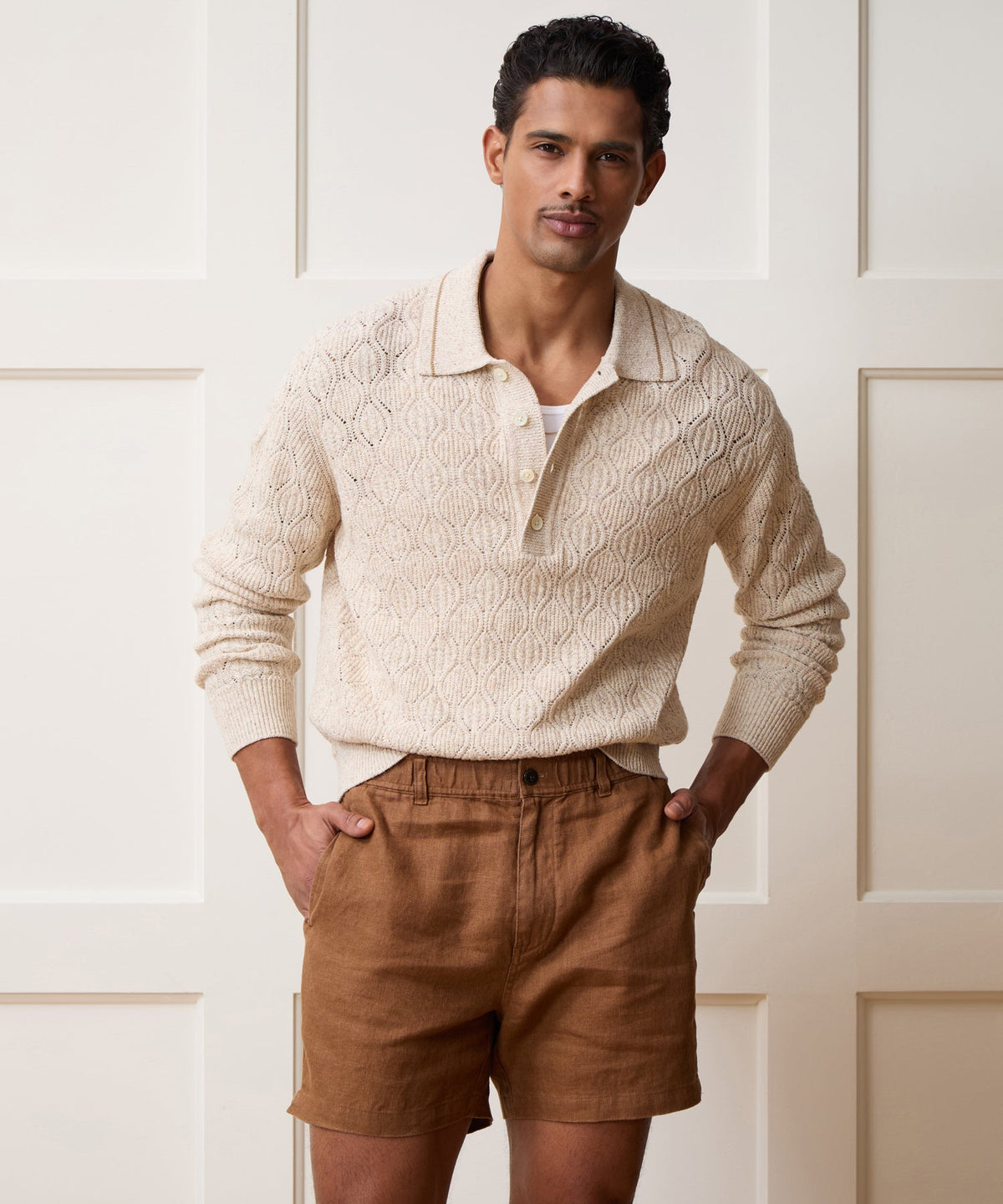Todd Snyder Northridge Sweater Polo - Bisque