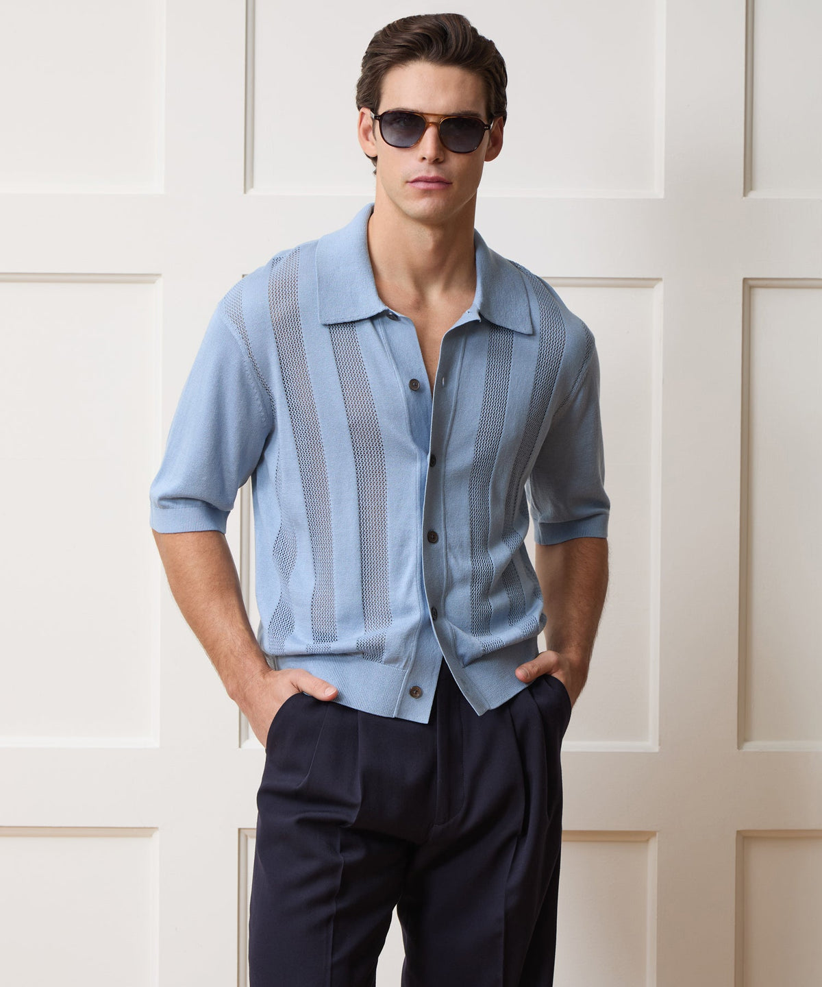 Todd Snyder Miles Sweater Polo - Steel Blue