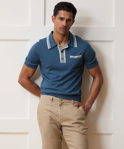 Todd Snyder Mojave Sweater Polo - Forest Shade