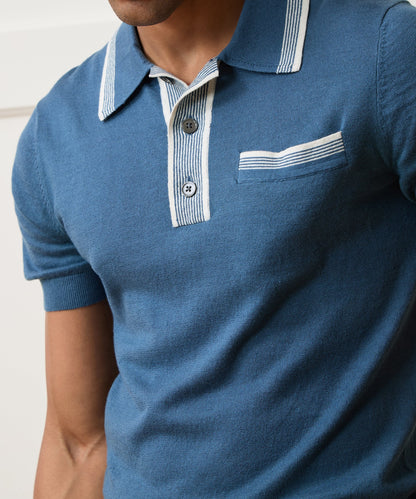 Todd Snyder Mojave Sweater Polo - Forest Shade