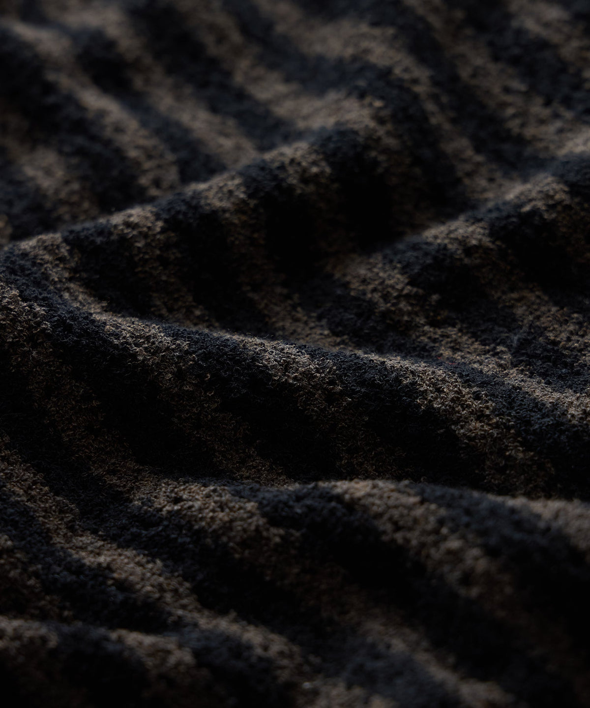Todd Snyder Striped Boucle Sweater Polo - Dark Mocha
