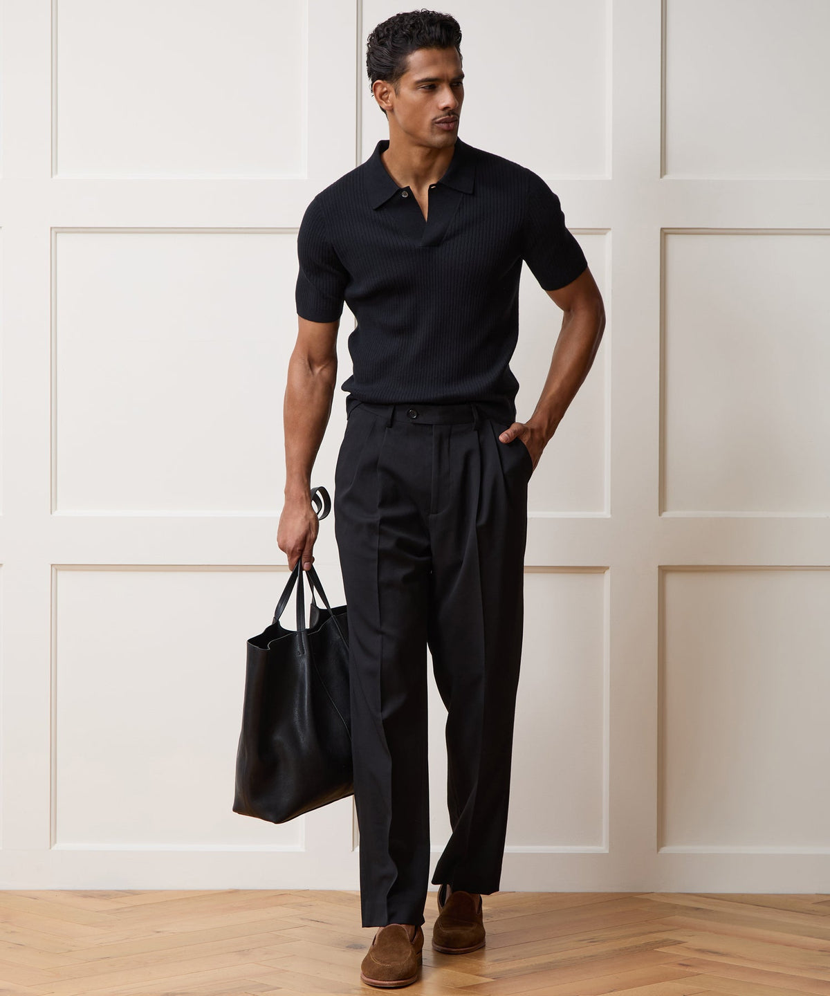 Todd Snyder Cotton-Cashmere Sweater Polo - Black
