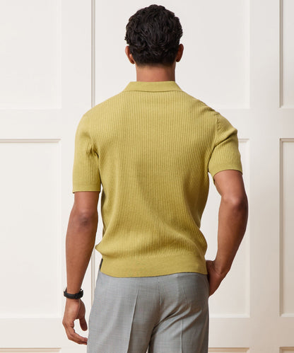 Todd Snyder Cotton-Cashmere Sweater Polo - Green Leaf