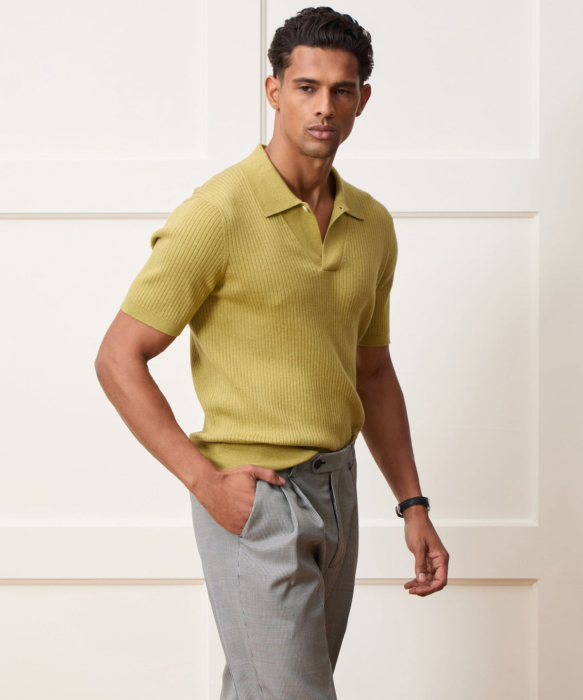 Todd Snyder Cotton-Cashmere Sweater Polo - Green Leaf