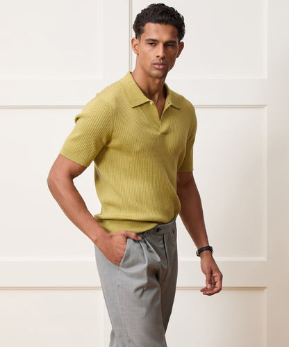 Todd Snyder Cotton-Cashmere Sweater Polo - Green Leaf