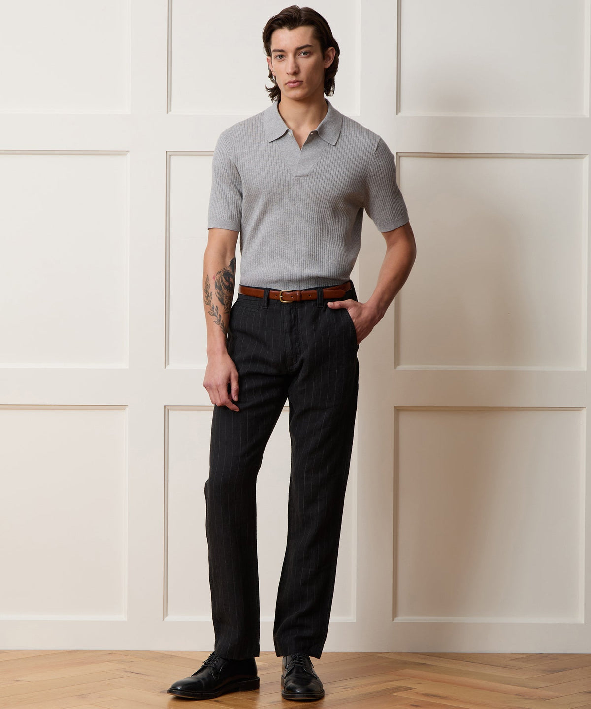Todd Snyder Cotton-Cashmere Sweater Polo - Heather Grey
