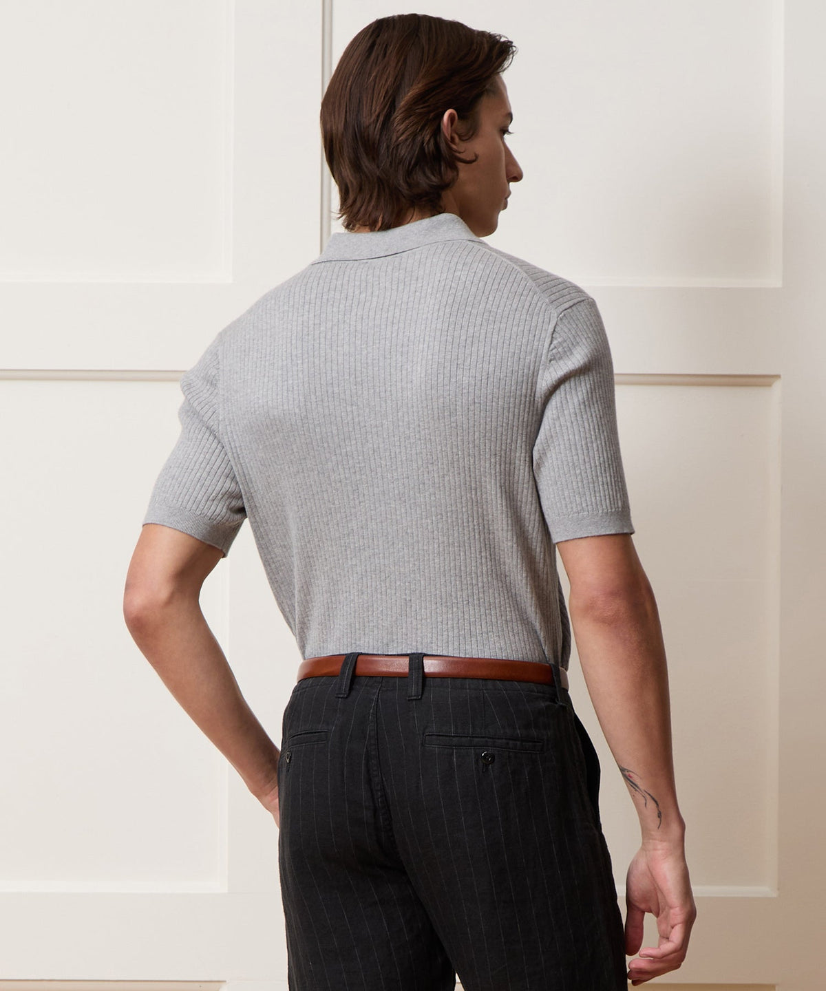 Todd Snyder Cotton-Cashmere Sweater Polo - Heather Grey