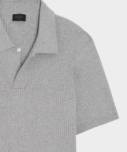 Todd Snyder Cotton-Cashmere Sweater Polo - Heather Grey