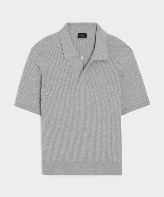 Todd Snyder Cotton-Cashmere Sweater Polo - Heather Grey