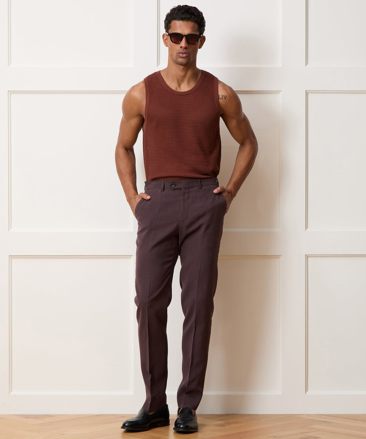 Todd Snyder Luxe Mesh Tank - Chocolate Cherry