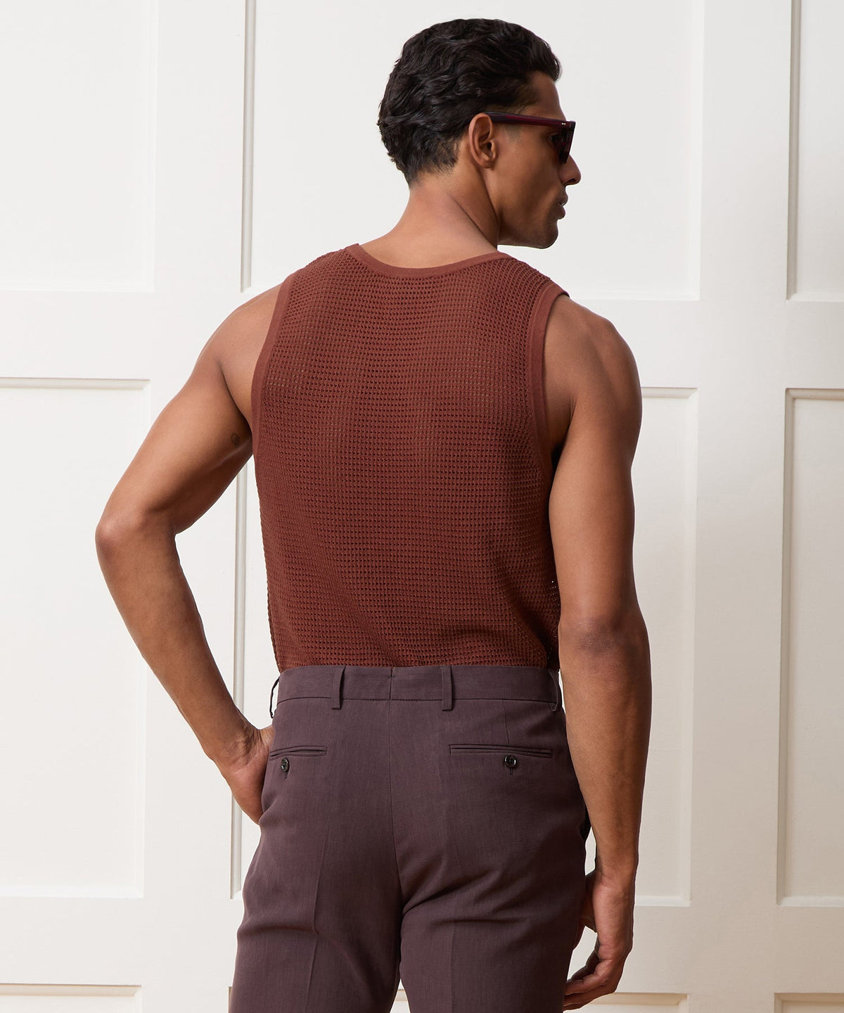 Todd Snyder Luxe Mesh Tank - Chocolate Cherry