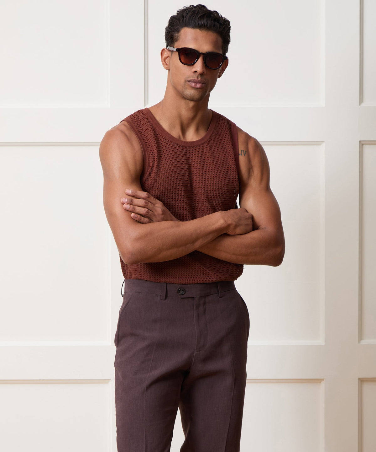 Todd Snyder Luxe Mesh Tank - Chocolate Cherry