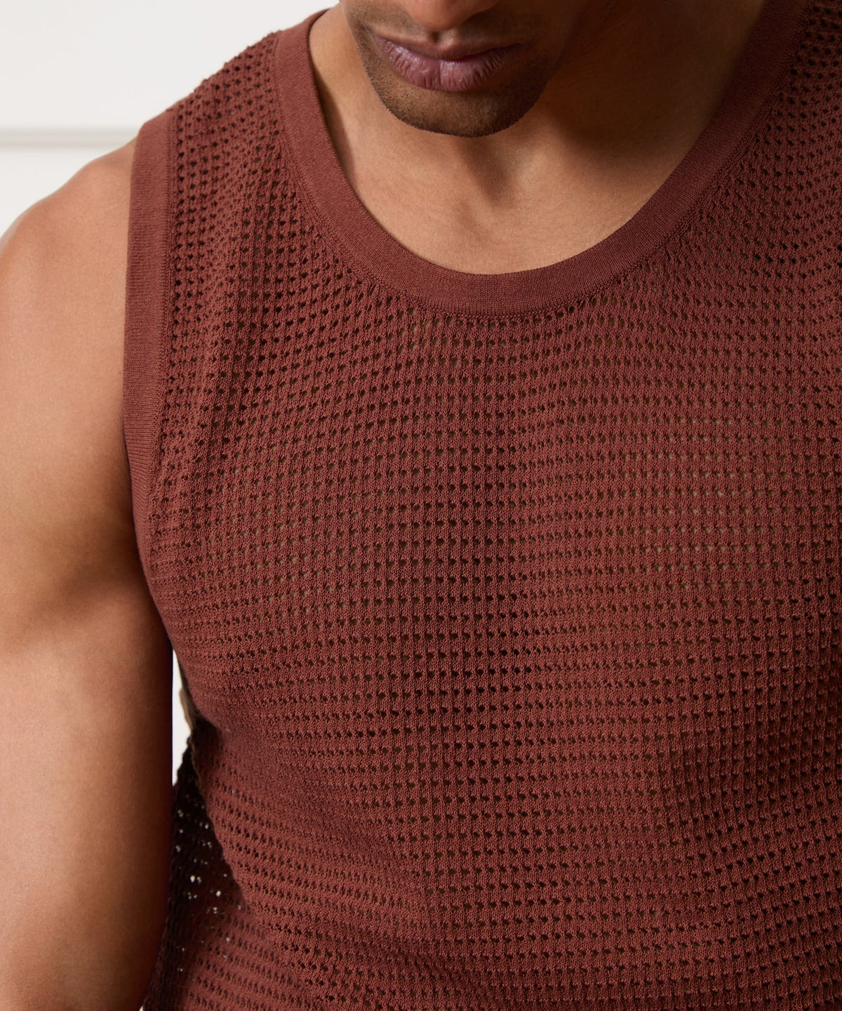 Todd Snyder Luxe Mesh Tank - Chocolate Cherry