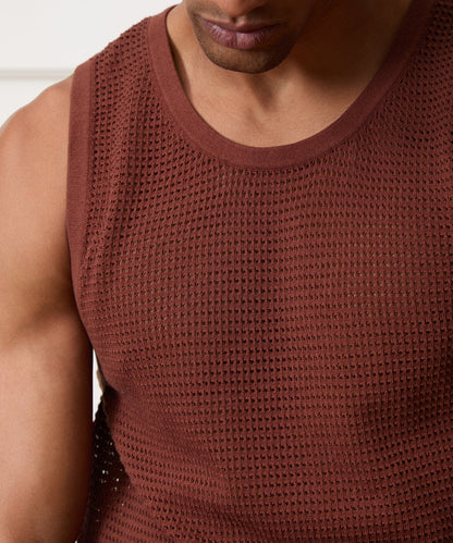 Todd Snyder Luxe Mesh Tank - Chocolate Cherry