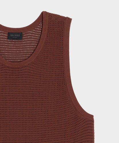 Todd Snyder Luxe Mesh Tank - Chocolate Cherry